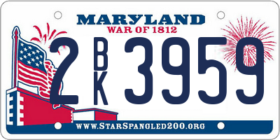 MD license plate 2BK3959