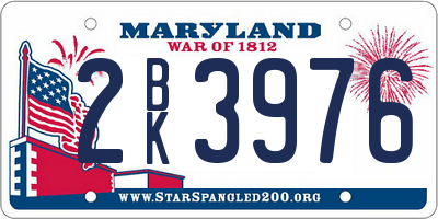 MD license plate 2BK3976