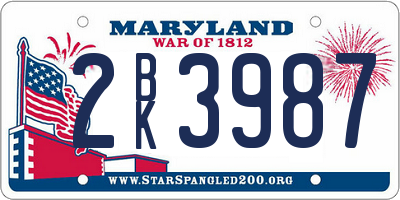 MD license plate 2BK3987