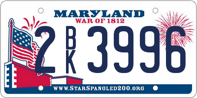 MD license plate 2BK3996