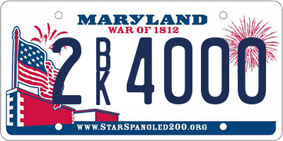 MD license plate 2BK4000