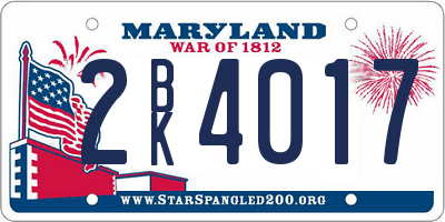 MD license plate 2BK4017