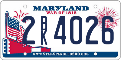 MD license plate 2BK4026