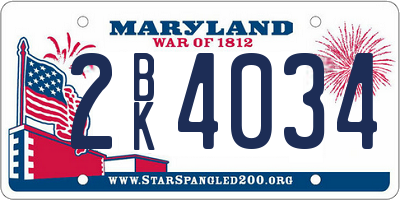 MD license plate 2BK4034