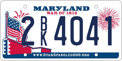 MD license plate 2BK4041