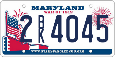 MD license plate 2BK4045