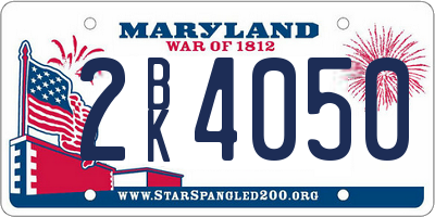 MD license plate 2BK4050