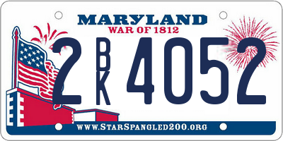 MD license plate 2BK4052