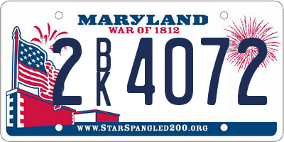 MD license plate 2BK4072