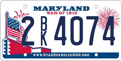 MD license plate 2BK4074