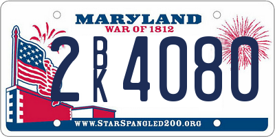 MD license plate 2BK4080