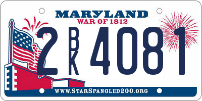 MD license plate 2BK4081
