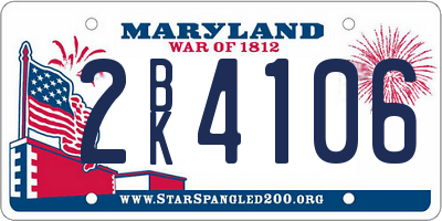 MD license plate 2BK4106