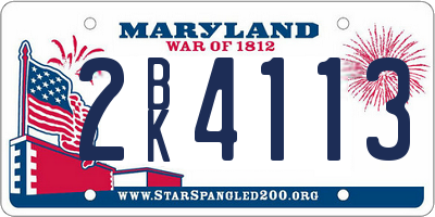 MD license plate 2BK4113