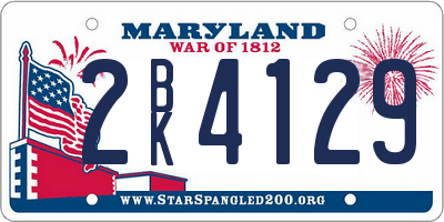 MD license plate 2BK4129