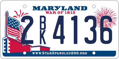 MD license plate 2BK4136