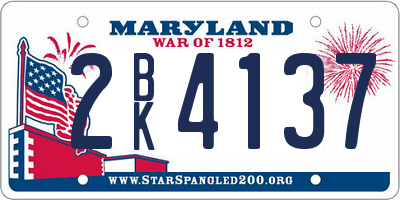 MD license plate 2BK4137