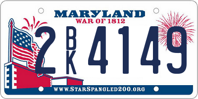 MD license plate 2BK4149