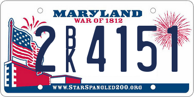 MD license plate 2BK4151
