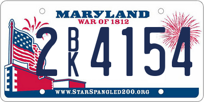 MD license plate 2BK4154