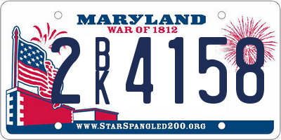 MD license plate 2BK4158