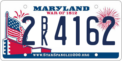 MD license plate 2BK4162