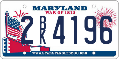 MD license plate 2BK4196