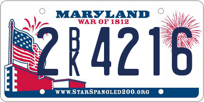 MD license plate 2BK4216