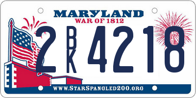MD license plate 2BK4218