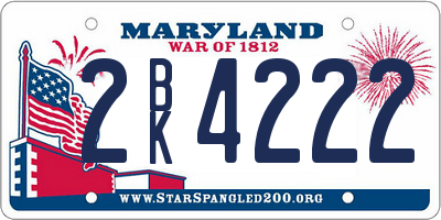 MD license plate 2BK4222
