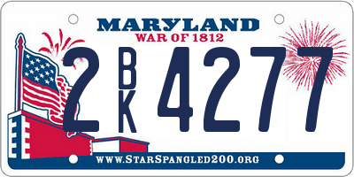 MD license plate 2BK4277