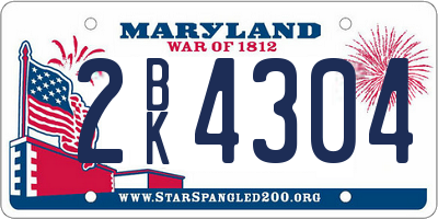 MD license plate 2BK4304