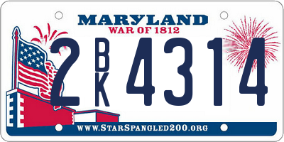 MD license plate 2BK4314