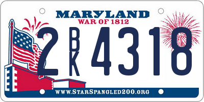 MD license plate 2BK4318