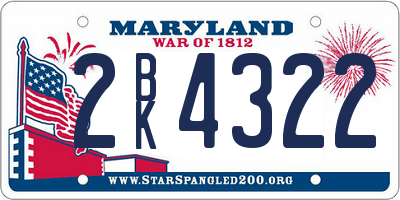 MD license plate 2BK4322