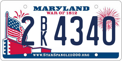 MD license plate 2BK4340