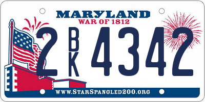 MD license plate 2BK4342