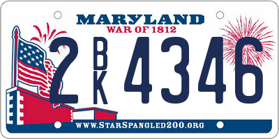 MD license plate 2BK4346