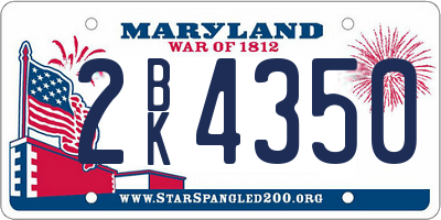 MD license plate 2BK4350