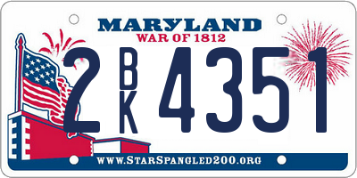MD license plate 2BK4351