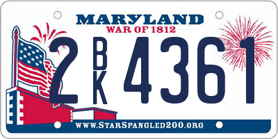 MD license plate 2BK4361