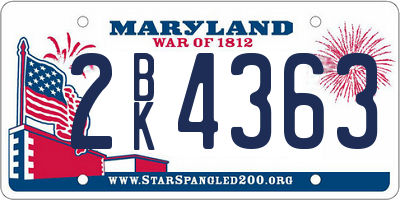 MD license plate 2BK4363