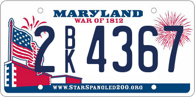 MD license plate 2BK4367