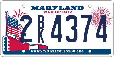 MD license plate 2BK4374