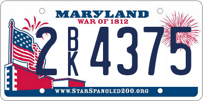 MD license plate 2BK4375