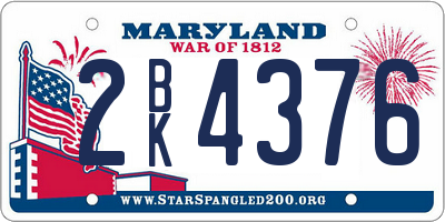MD license plate 2BK4376
