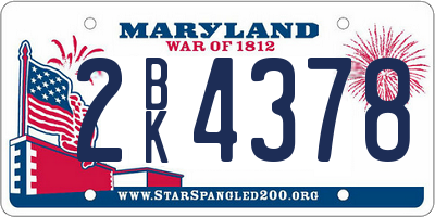 MD license plate 2BK4378