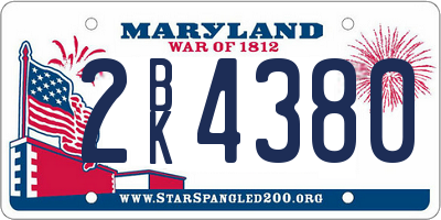MD license plate 2BK4380