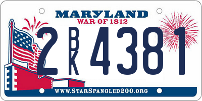 MD license plate 2BK4381