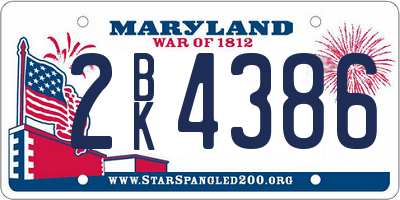 MD license plate 2BK4386